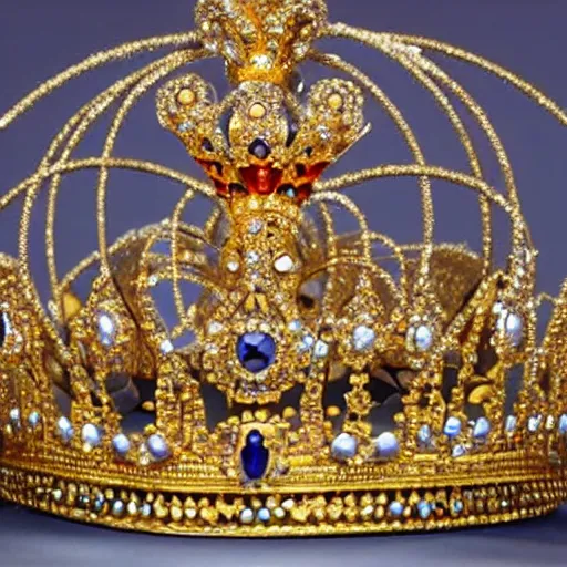 Prompt: queens crown with eyes as jewels