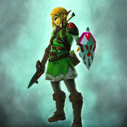 Prompt: Legend of Zelda in biopunk settings, digital art, concept art, wierd