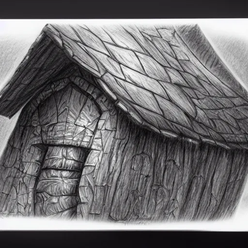 Prompt: hyper realistic pencil drawing of Stump House Tonnel, detailed, rim light, diffused, intricate, axe, by anna dittmann