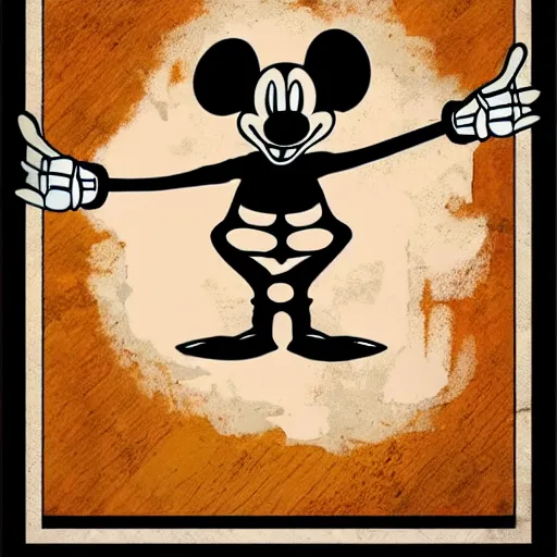 Prompt: skeleton mickey mouse profile picture, dark, pop art, 4 k