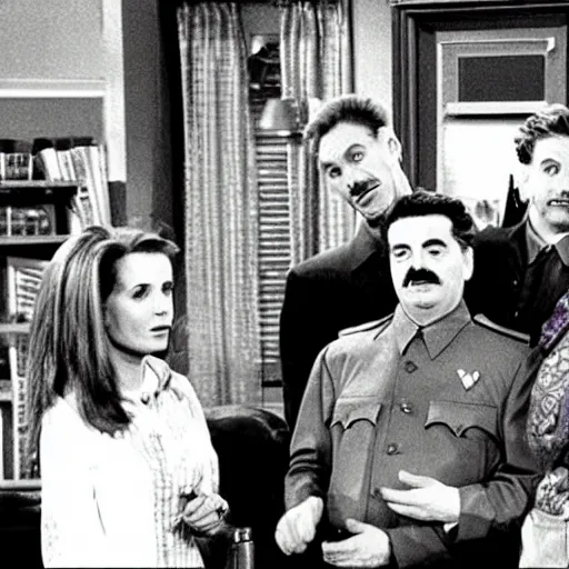 Image similar to A still of Stalin in the 1990s sitcom Friends