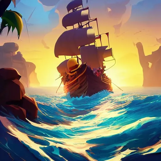 Image similar to painting treasure on sea of thieves game smooth median photoshop filter cutout vector, behance hd by jesper ejsing, by rhads, makoto shinkai and lois van baarle, ilya kuvshinov, rossdraws global illumination