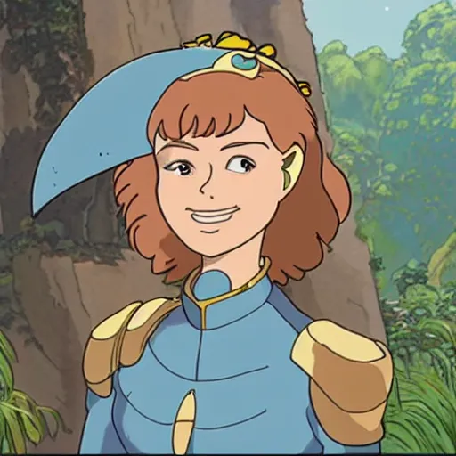 Prompt: Margot Robbie as Nausicaa in the Nausicaa of the Valley of the Wind, Studio Ghibli style