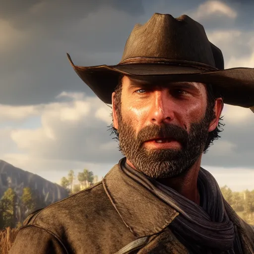 Image similar to Film still of Rick Grimes, from Red Dead Redemption 2 (2018 video game)