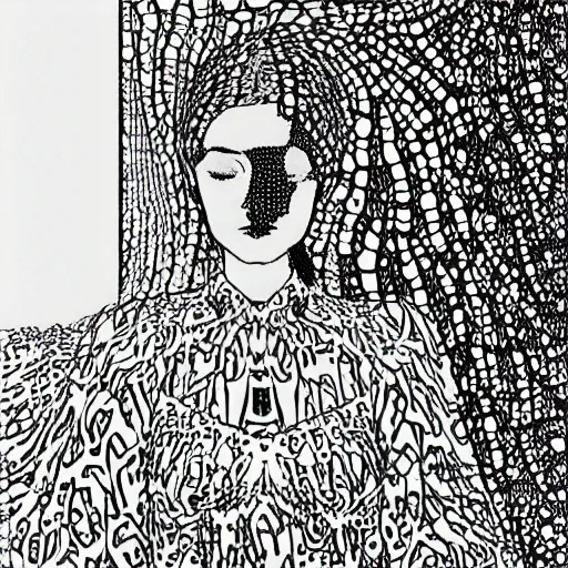 Image similar to mandelbulb portrait of a beautiful woman by apollonia saintclair, moebius, klimt