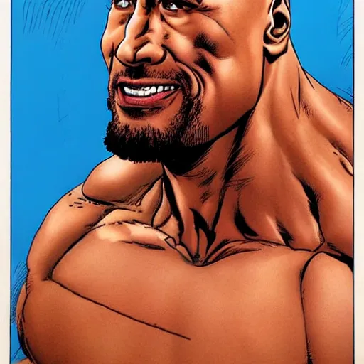 Image similar to Dwayne Johnson by Milo Manara