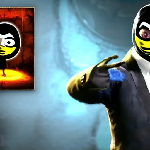 Image similar to mr. bean as a mortal kombat 1 1 fighter. fatality, brutality, finish him, unreal engine 5