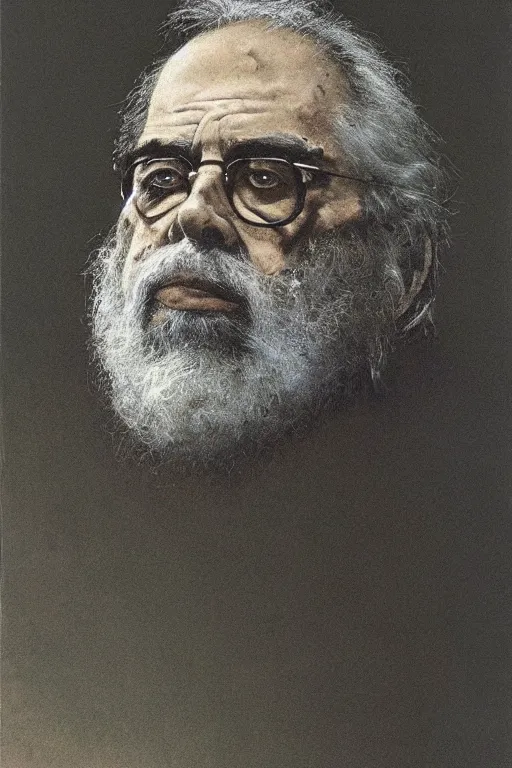 Image similar to portrait of Francis Ford Coppola by Zdzislaw Beksinski