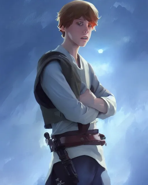 Prompt: young luke skywalker game design fanart by concept artist gervasio canda, behance hd by jesper ejsing, by rhads, makoto shinkai and lois van baarle, ilya kuvshinov