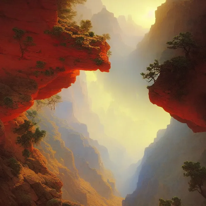 Image similar to a beautiful painting of a grand canyon by ivan aivazovsky and ferdinand knab and rhads and greg rutkowski, in style of digital art. hyper detailed, sharp focus, soft light. octane render. ray tracing. trending on artstation