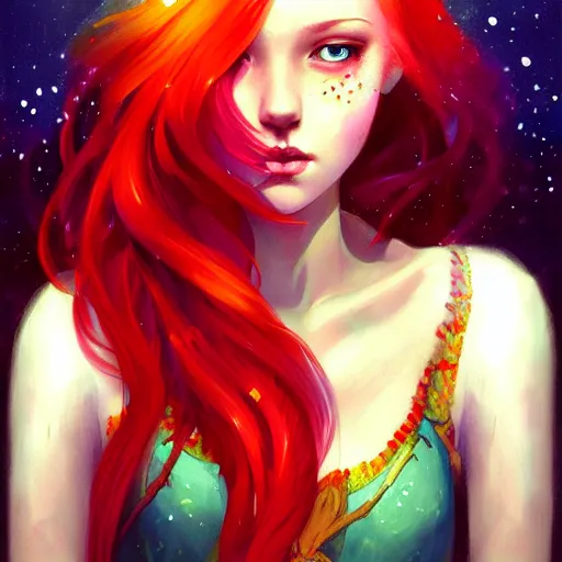 Image similar to colorful and Festive Captivating Fairy teenager with red hair, atmospheric lighting, painted, intricate, highly detailed by Charlie Bowater