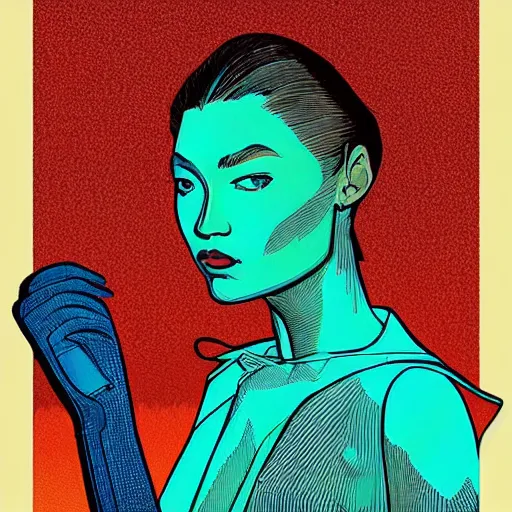 Image similar to “ gigi hadid retro minimalist portrait by jean giraud, moebius starwatcher comic, 8 k ”