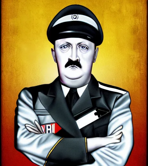 Prompt: Adolph Hitler portrait, 90s style, Digital Art, 90s background