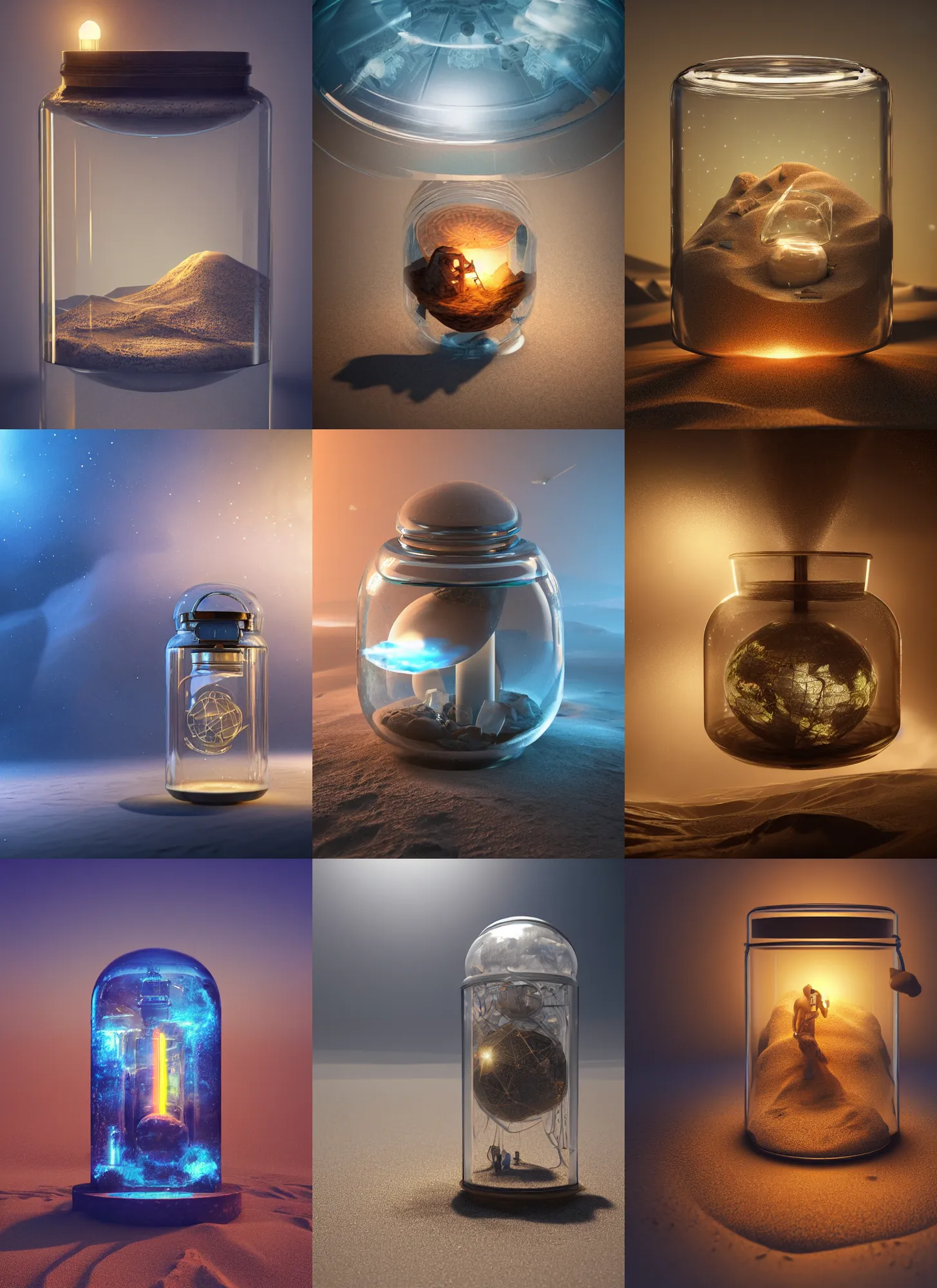 Prompt: planisphere lavalamp inside a glass jar buried in sand, intricate detail, volumetric lighting, epic composition, hyper detailed, ultra realistic, sharp focus, octane render, volumetric, ray tracing, artstation trending, cgsociety, sense of awe, swirling mist, 4 k