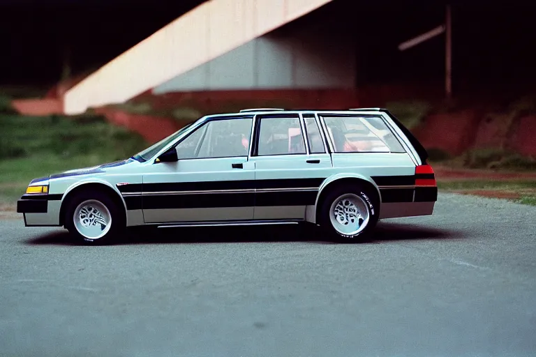 Prompt: designed by giorgetto giugiaro touring race car 1 9 8 8 ford fairmont wagon estate, ektachrome photograph, volumetric lighting, f 8 aperture, cinematic eastman 5 3 8 4 film