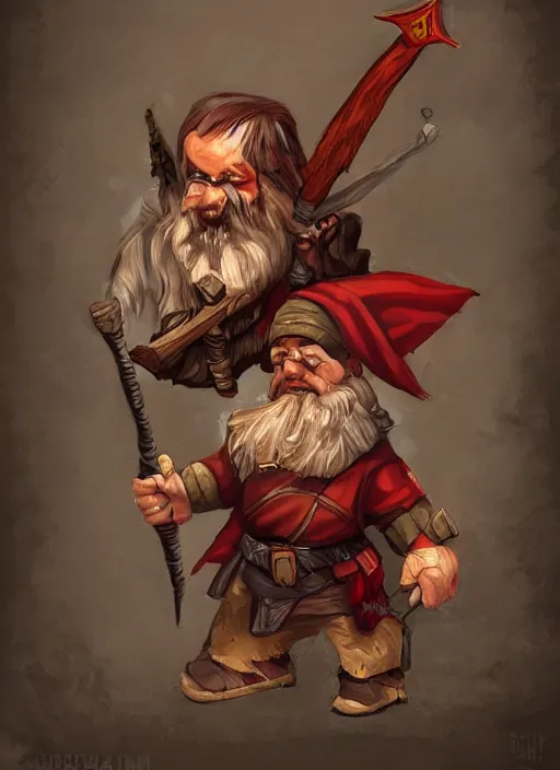 Prompt: communist dwarf with two axes in hands, dungeons and dragons character, fantasy portrayal, digital art, artstation