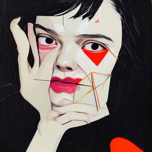 Prompt: Elle Fanning in Prey picture by Sachin Teng, asymmetrical, dark vibes, Realistic Painting , Organic painting, Matte Painting, geometric shapes, hard edges, graffiti, street art:2 by Sachin Teng:4