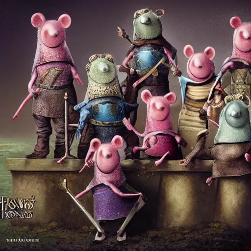 Prompt: beautiful digital painting of Clangers british characters in game of thrones