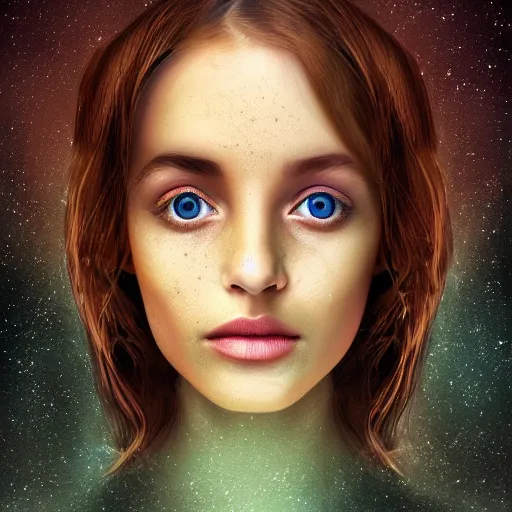 Prompt: illustration, Matte painting, digital art of a person whose eyes contains the entire universe