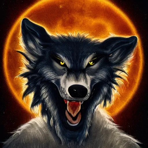 Prompt: werewolf einstein portrait