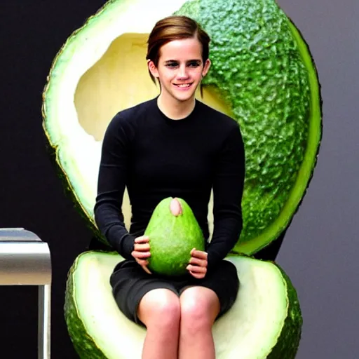 Image similar to emma watson as an avocado chair