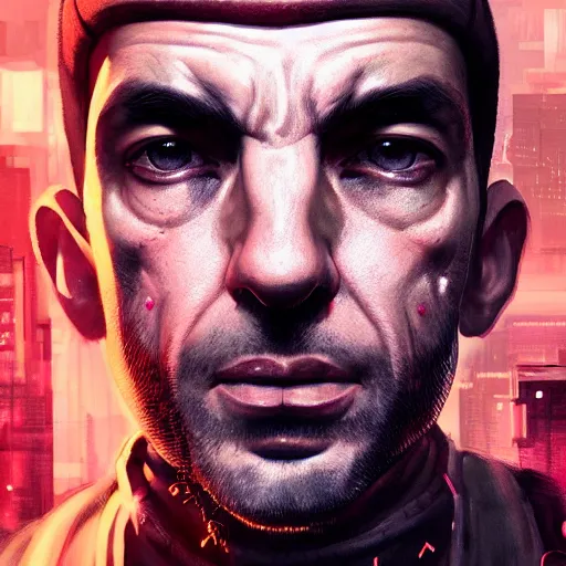 Prompt: disgusting portrait of a niko bellic, art by wlop and artgerm and liam wong, cyberpunk, neon, intricate details, trending on artstation, sharp focus, caustics, octane render, radiant light, 4 k