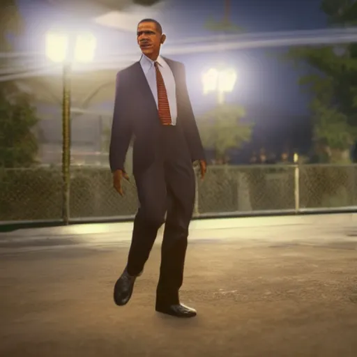 Prompt: a videogame still of Obama in Tekken 7, 40mm lens, shallow depth of field, split lighting
