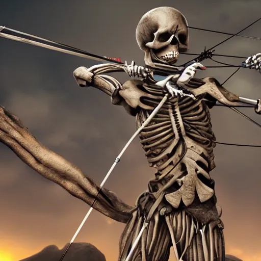 Prompt: a photo of a skeleton archer, 4k, very detailed