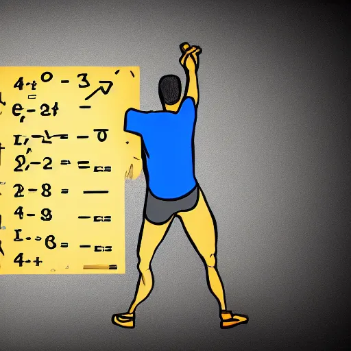 Prompt: an abstract visual of a man solving a complicated math problem