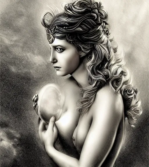 Prompt: drawing of the greek goddess aphrodite, fantasy art, digital illustration, epic, beautiful face, hyper realistic, amazing detail, in the style of robert rutkowski - n 9