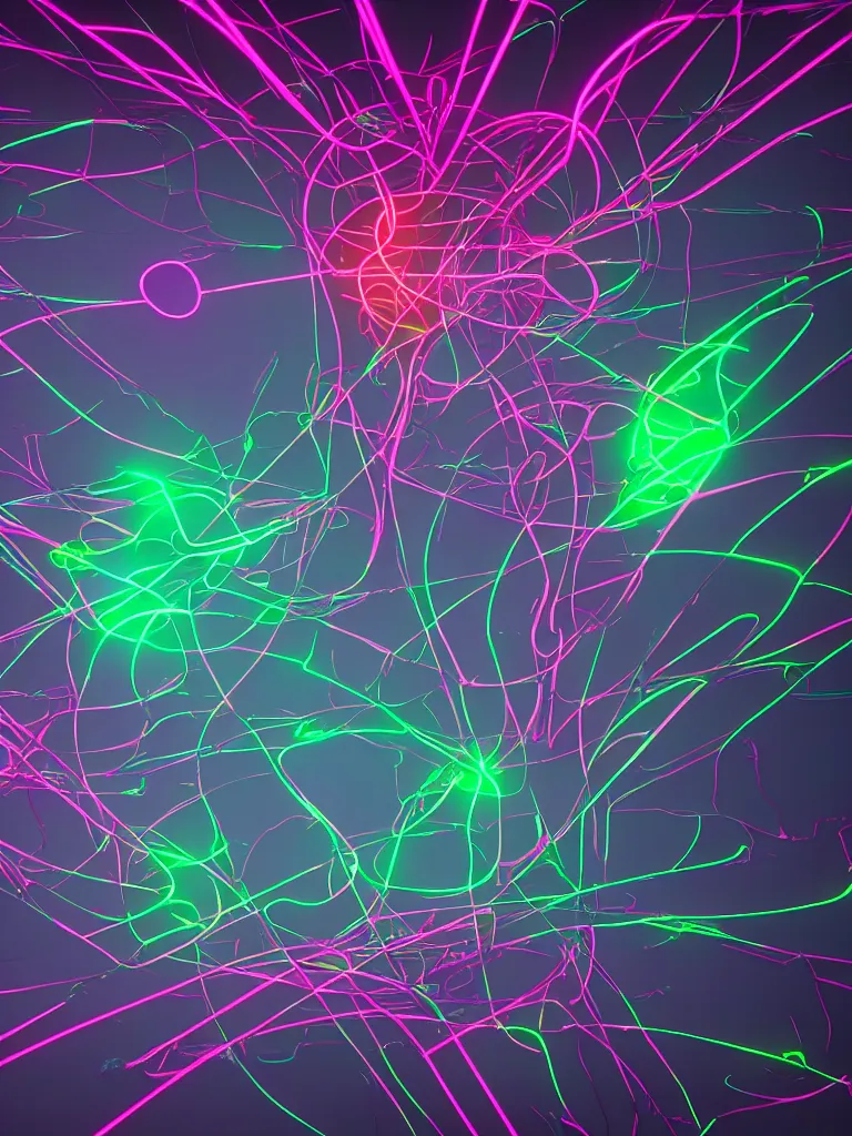 Image similar to neon glowing neural network by disney concept artists, blunt borders, rule of thirds