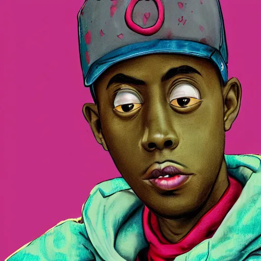 Prompt: a shot of tyler, the creator in a laika movie, 8 k concept art, realistic shading, cartoony, mixed media, 8 0 s, by tim burton
