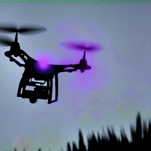 Image similar to combat drone strike war footage, ir, chromatic aberration!!!!!!!!!!!, broken camera colors, iridescent saturated infrared camera, very high contrast, nuclear cloud, high angle vertical