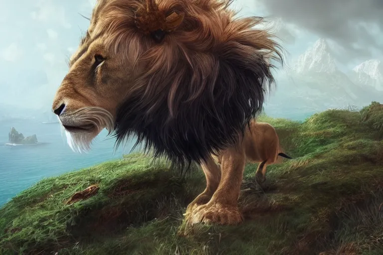 Prompt: the legendary island sized lion goat hybrid, made by Stanley Artgerm Lau, WLOP, Rossdraws, ArtStation, CGSociety, concept art, cgsociety, octane render, trending on artstation, artstationHD, artstationHQ, unreal engine, 4k, 8k,