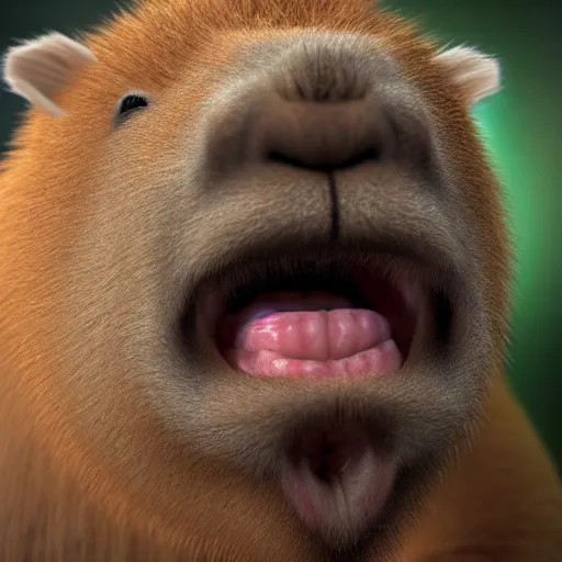 Image similar to hyperrealistic dslr film still of justin bieber smile with giant teeth of a capybara, stunning 8 k octane comprehensive 3 d render, inspired by istvan sandorfi & greg rutkowski & unreal engine, perfect facial symmetry, dim volumetric cinematic lighting, extremely hyper - detailed, incredibly real lifelike attributes & flesh texture, intricate, masterpiece, artstation, stunning