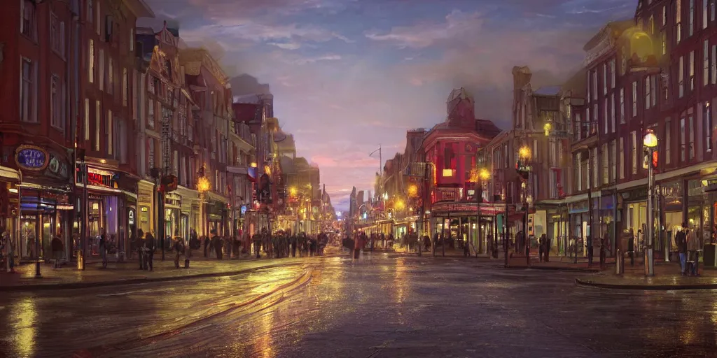 Prompt: Photorealistic Grafton Street on a quiet Charlottetown night. Hyperdetailed photorealism, UHD, amazing depth, glowing rich colors, golden ration, 3d shading, cinematic lighting, artstation concept art