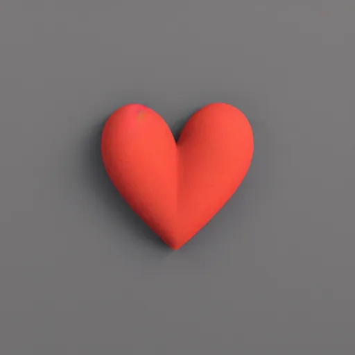 Image similar to 3d render of a badly formed red clay heart shape in the middle of a gray sheet of paper