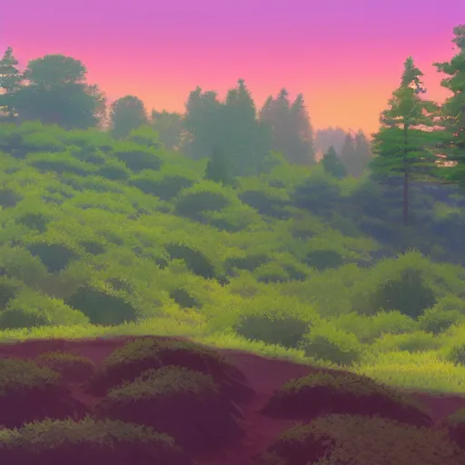 Prompt: forest lanscape panorama by makoto shinkai in pixar style animation studio backdrop