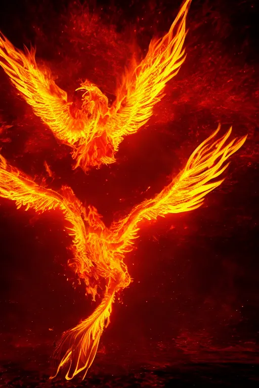 Prompt: photograph of a flaming phoenix, fantasy, ultra detailed, photorealism, 4k, 8k, cinematic lighting