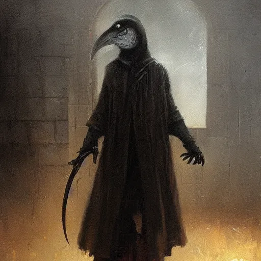 Prompt: plague doctor, oil painting, by Greg Rutkowski