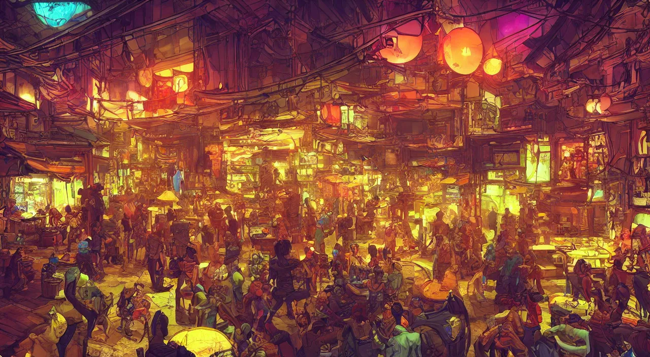 Image similar to bazaar zouk oriantal full color sky shine place mosquet painting digital illustration hdr stylized digital illustration video game icon global illumination ray tracing advanced technology that looks like it is from borderlands and by feng zhu and loish and laurie greasley, victo ngai, andreas rocha, john harris