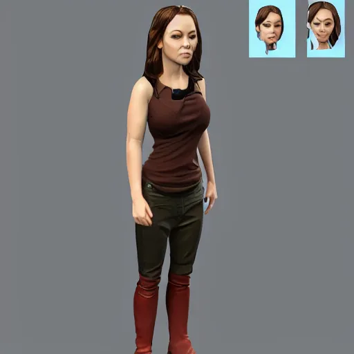 Prompt: christina hendrix character model, default standing pose, orthographic front view, single figure, 4 k photograph, clear details