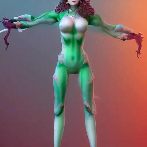 Image similar to Full body photo of the most beautiful Jade from Mortal Jombat, by Kevin Beckers, trending on Artstation, digital art, symmetrical artwork, cinematic, hyper realism, high detail, octane render, 4k, 8k