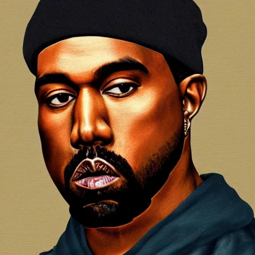 Image similar to A Renaissance portrait painting of Kanye West