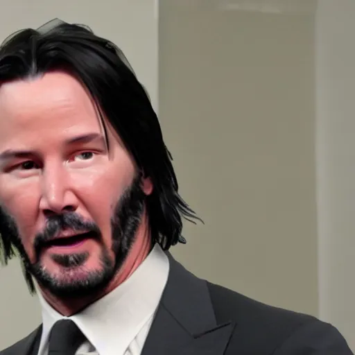 Image similar to Keanu Reeves in the office 4K quality super realistic