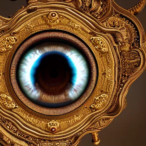 Image similar to The eye of god Rah, intricate, ornate, photorealistic, ultra detailed, octane render, high definition, depth of field, bokeh, 8k, artstation