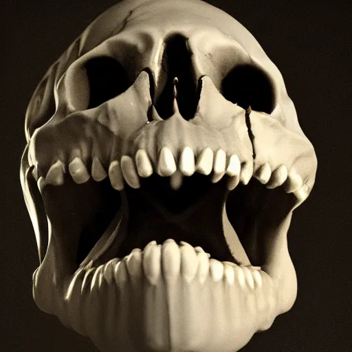 Prompt: a laughing skull, by Frank Frazetta, dark atmospheric, cinematic, trending on artstation, 4K, subsurface scattering, global illumination, raytracing, cinematic lighting, UHD, HDR