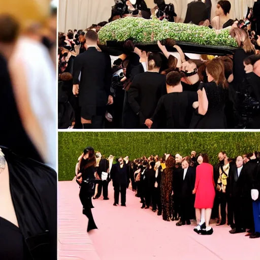 Prompt: a funeral at the met gala