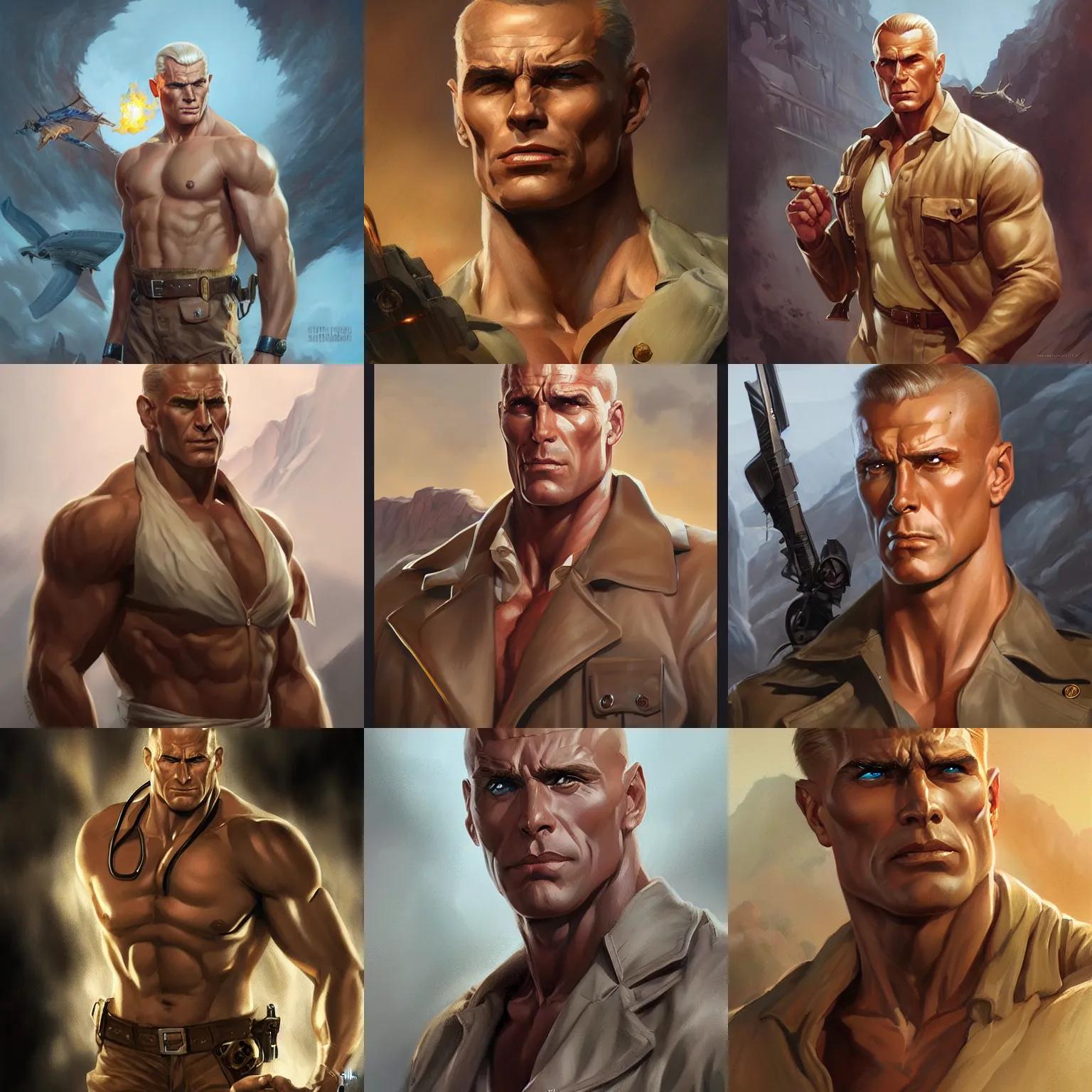 Image similar to doc savage, D&D, fantasy, portrait, highly detailed, digital painting, trending on artstation, concept art, sharp focus, illustration, art by artgerm and greg rutkowski and magali villeneuve