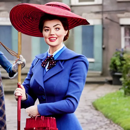 Prompt: a still of Kate Upton as Mary Poppins in the film Mary Poppins, high definition